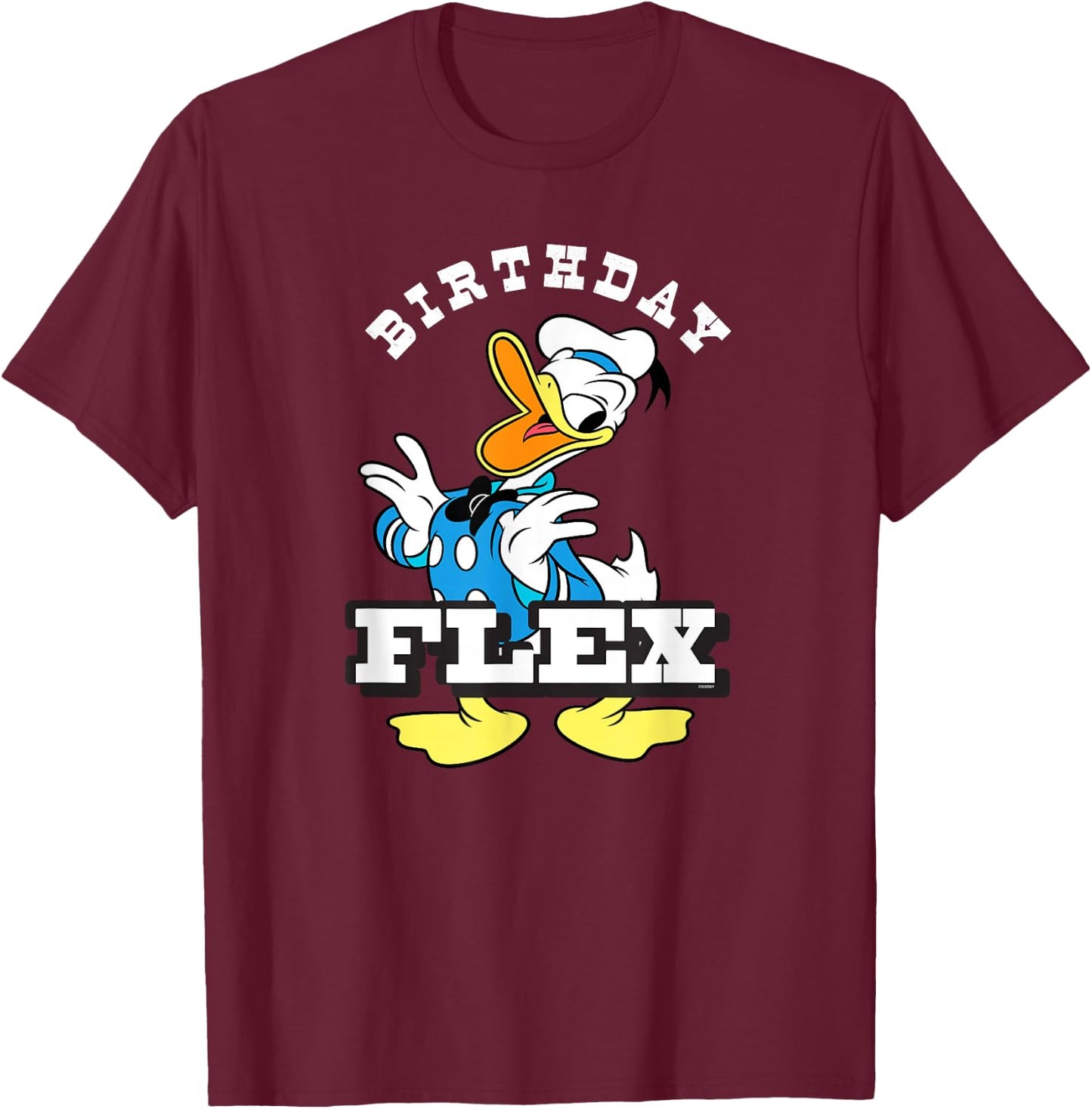 Disney Donald Duck Classic Vintage Retro Birthday Flex T-Shirt - T-Shirt | Maroon