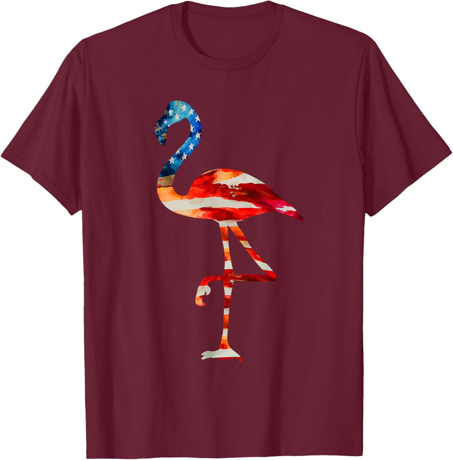 Flamingo American Flag - Vintage American Flamingo T-Shirt - T-Shirt | Maroon