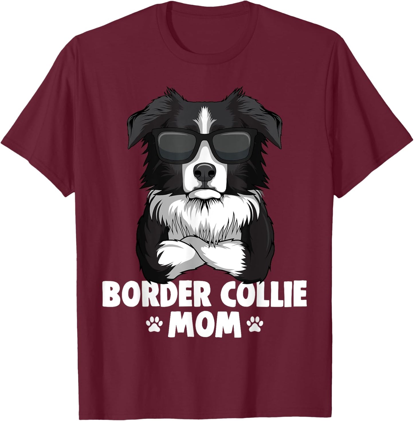 Border Collie Mom Hunde Mama Frauchen Damen T-Shirt - T-Shirt | Maroon