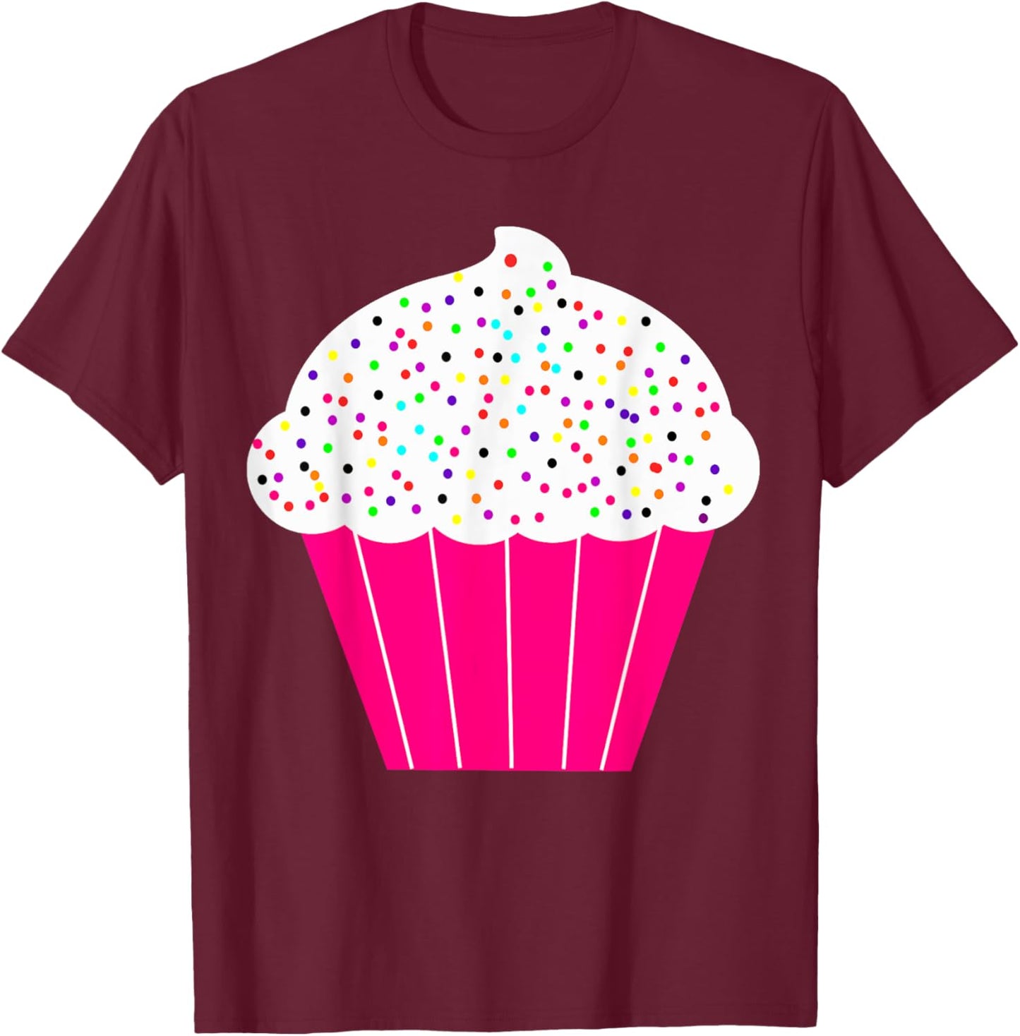 Cupcake Fun Food Costume White Frosting Sprinkles T-Shirt - T-Shirt | Maroon