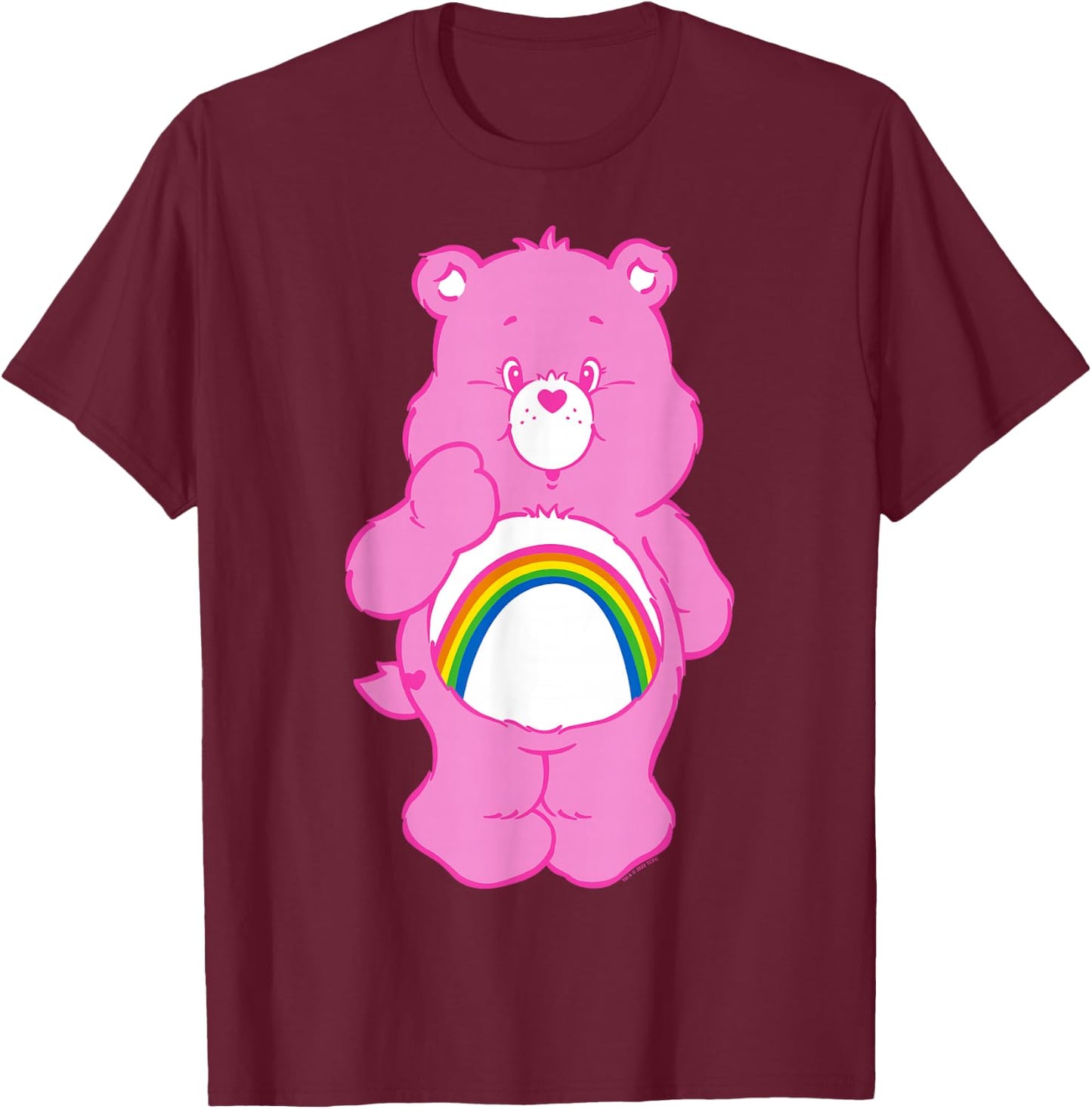 Care Bears Cheer Bear Classic Vintage Rainbow Belly Badge , gray T-Shirt - T-Shirt | Maroon