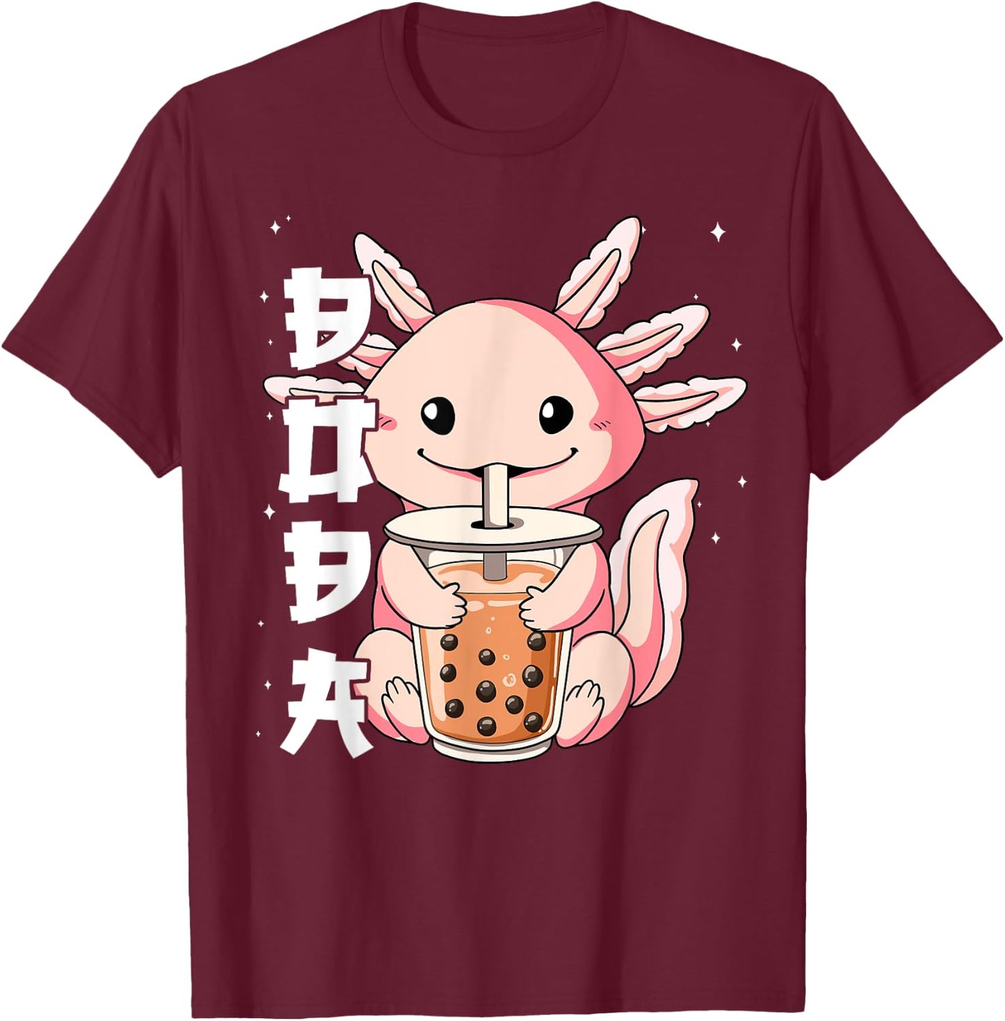 Bubble Tea Axolotl Boba Tea T-Shirt - T-Shirt | Maroon