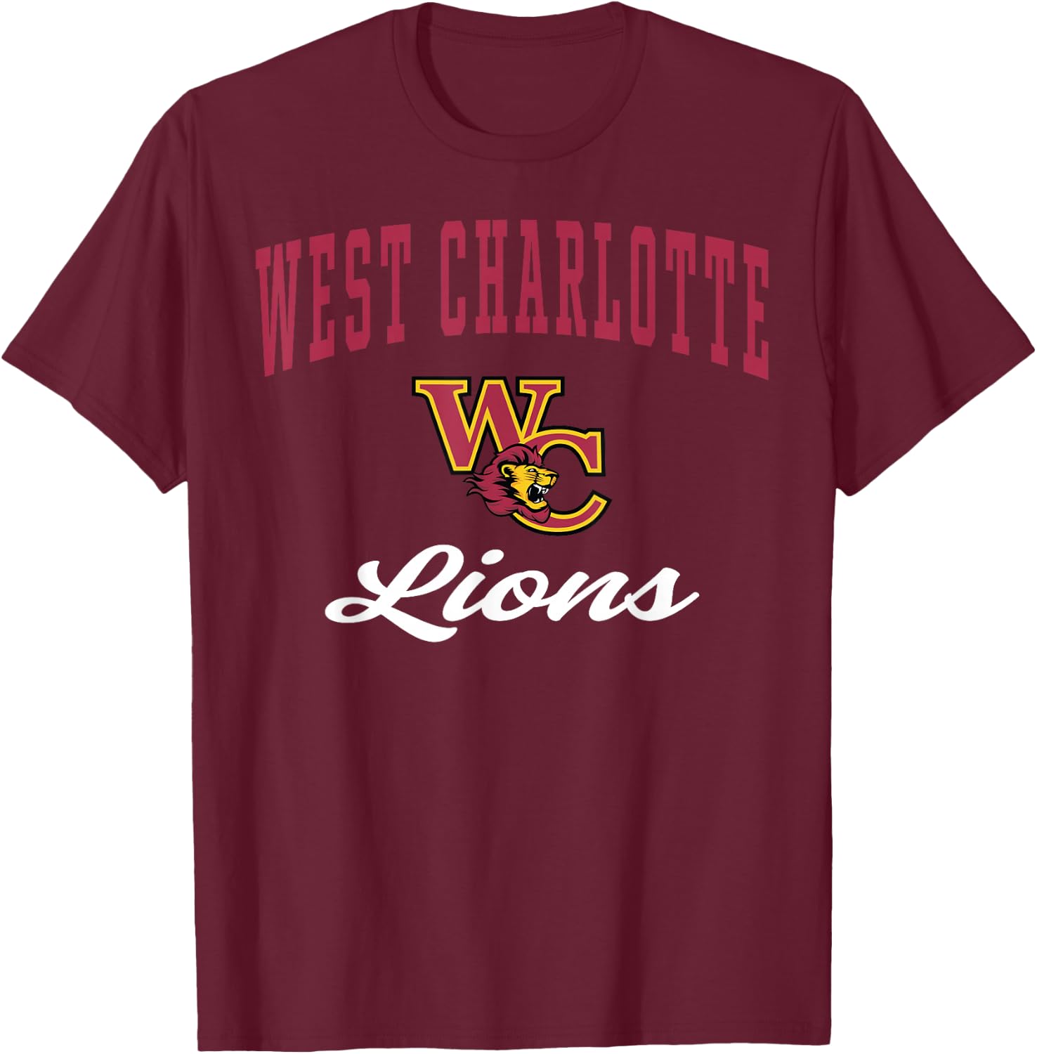 West Charlotte High School Lions T-Shirt - T-Shirt | Maroon