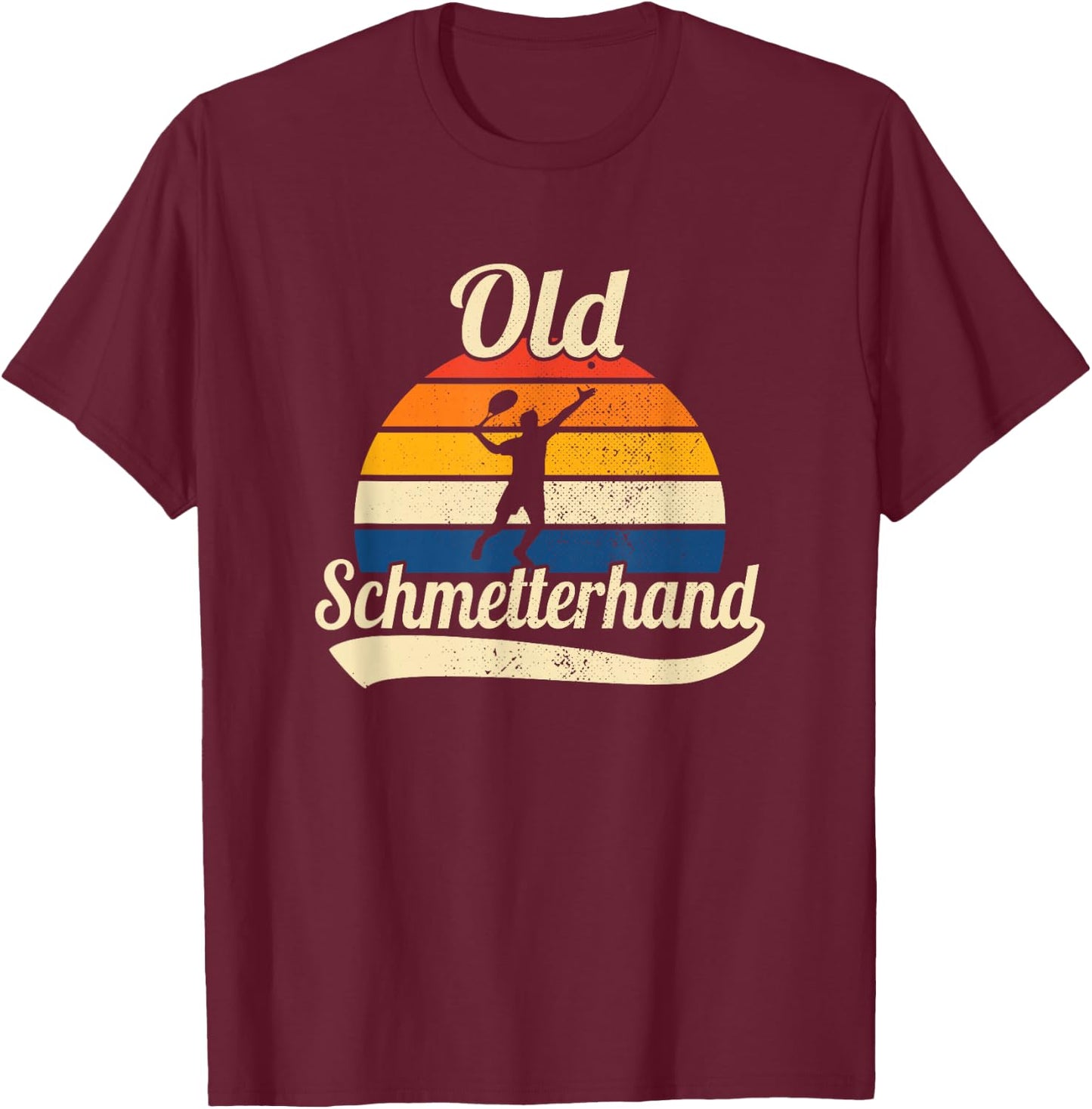 Old Butterfly Hand Retro Tennis , black T-Shirt - T-Shirt | Maroon