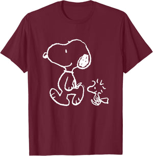 Peanuts Snoopy Woody Walk , black T-Shirt - T-Shirt | Maroon