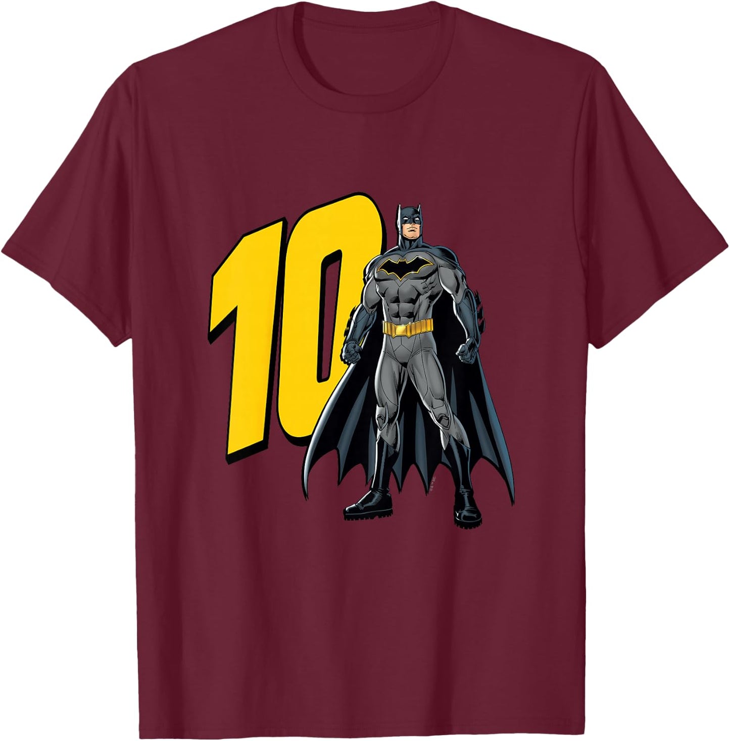Kids Batman Super Hero 10th Birthday T-Shirt - T-Shirt | Maroon