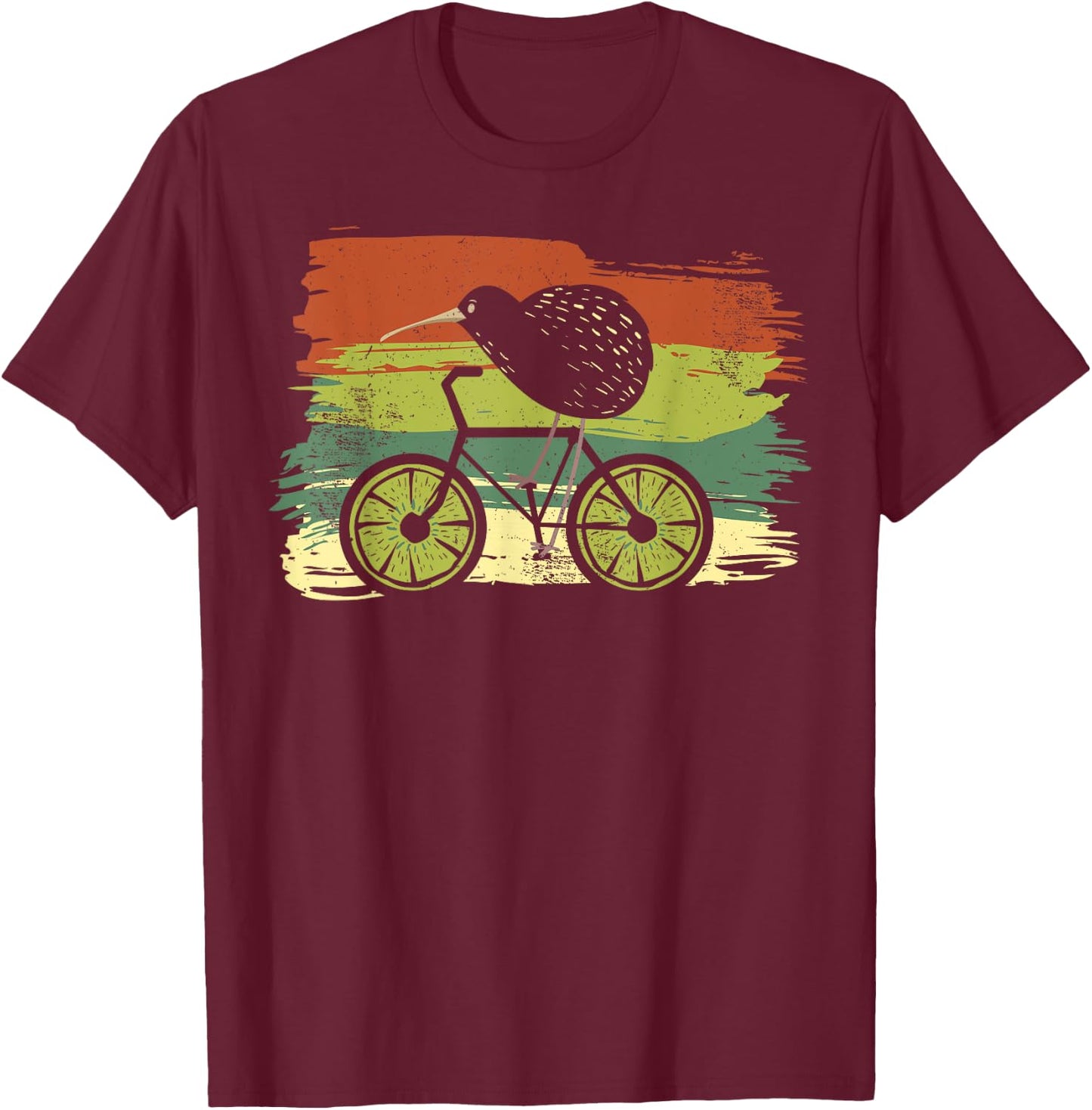 Cycle New Zealand Funny Kiwi on a Bicycle Design Idea design T-Shirt - T-Shirt | Maroon