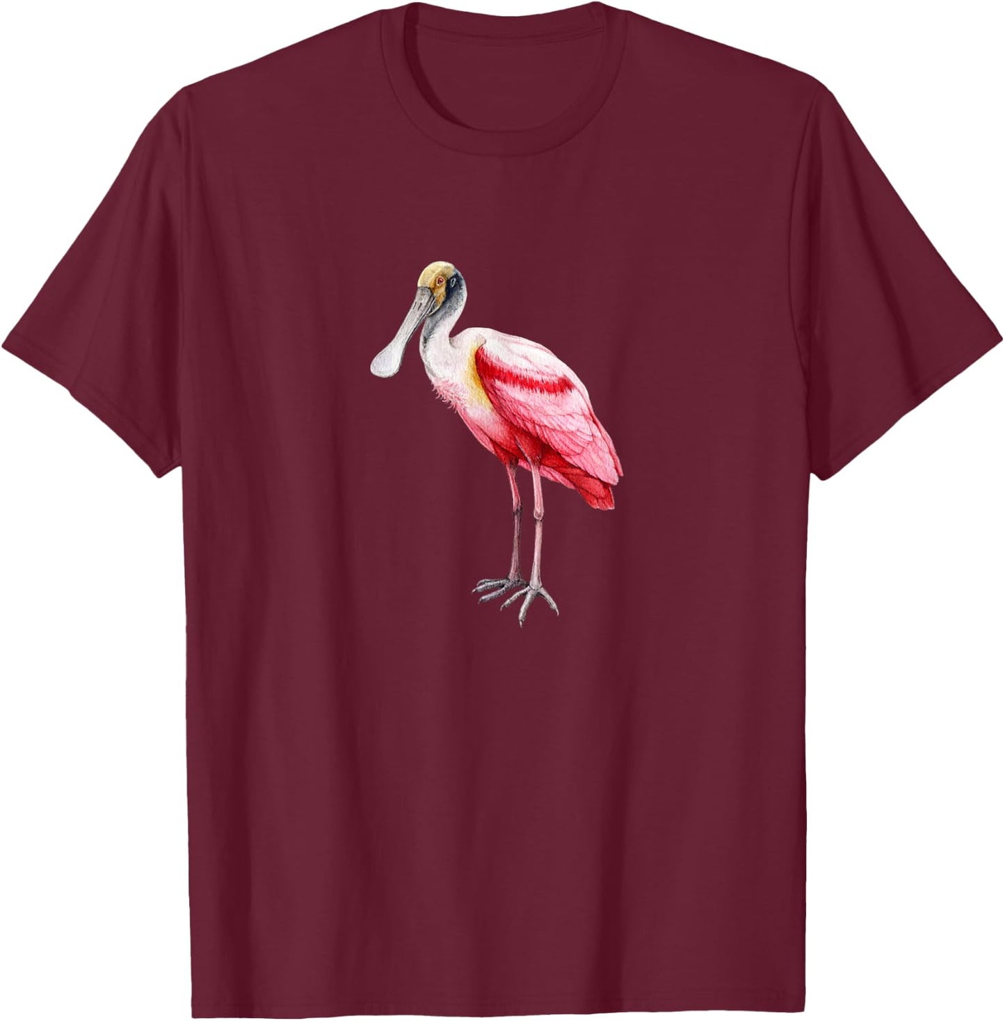 Roseate Spoonbill Ibis Wading Bird Pink Flamingo T-Shirt - T-Shirt | Maroon