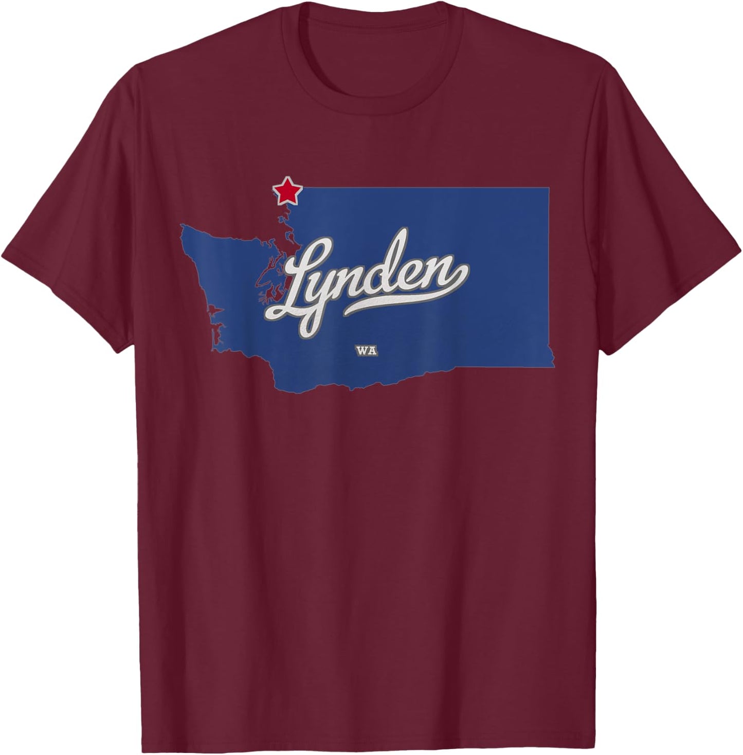 Lynden Washington WA Map T-Shirt - T-Shirt | Maroon