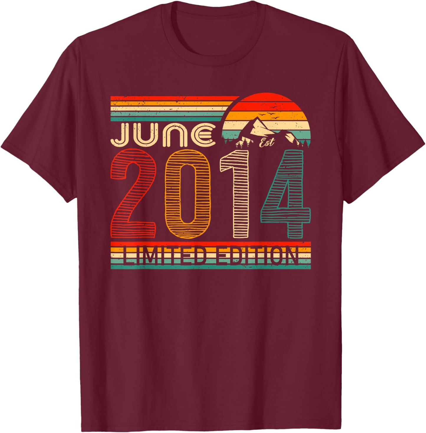 June 2014 Limited Edition Classic 2014 Year Vintage Birthday T-Shirt - T-Shirt | Maroon