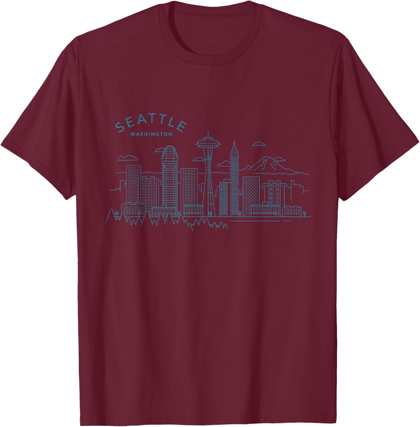 Seattle Skyline Vintage Seattle Washington T-Shirt - T-Shirt | Maroon