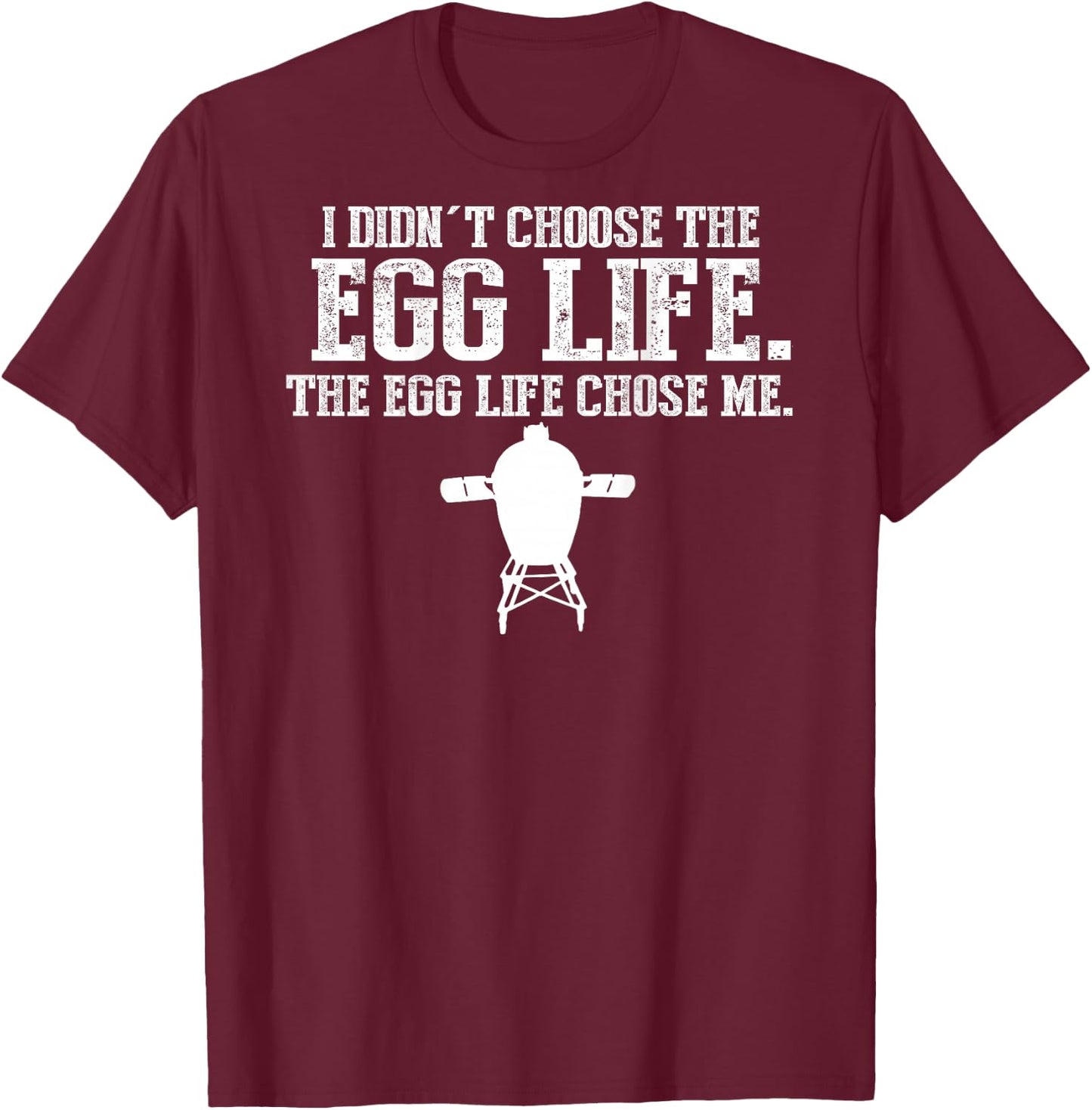 Funny BBQ Big Egg Smoker Accessories T Shirts Back Printed T-Shirt - T-Shirt | Maroon