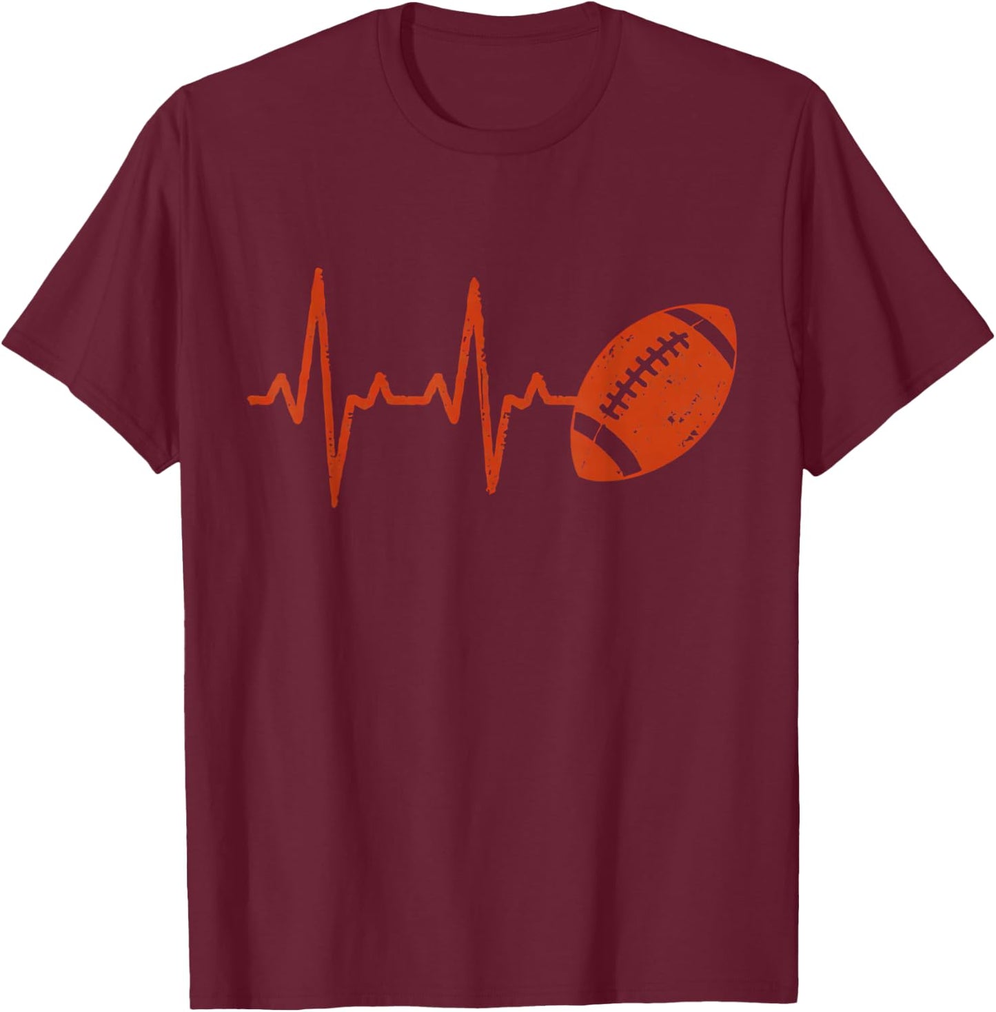 Classic Football - Retro Football Heartbeat T-Shirt - T-Shirt | Maroon