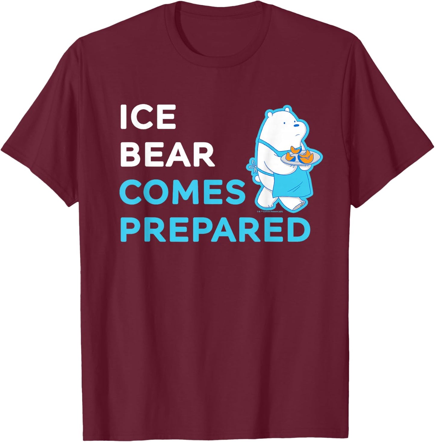 We Bare Bears Ice Bear Comes Prepared T-Shirt - T-Shirt | Maroon