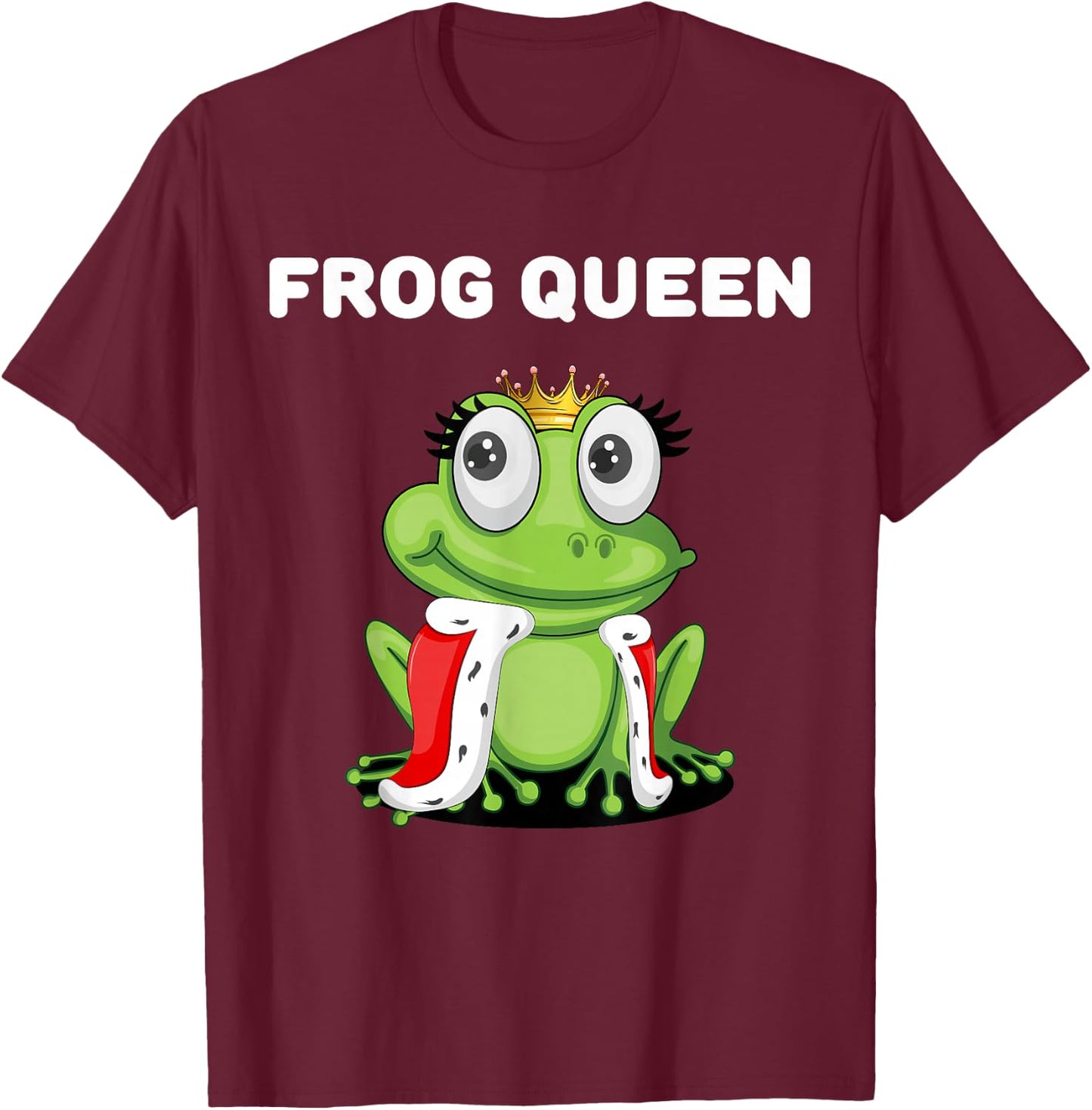 Frog Queen Girls' Frog Women's Frog , black T-Shirt - T-Shirt | Maroon