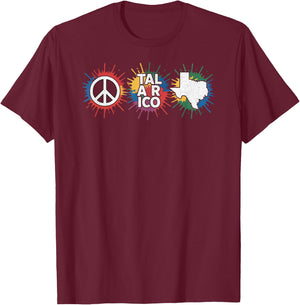 Texas Peace Sign Talarico Color Splash Political Design T-Shirt - T-Shirt | Maroon