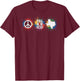 Texas Peace Sign Talarico Color Splash Political Design T-Shirt - T-Shirt | Maroon