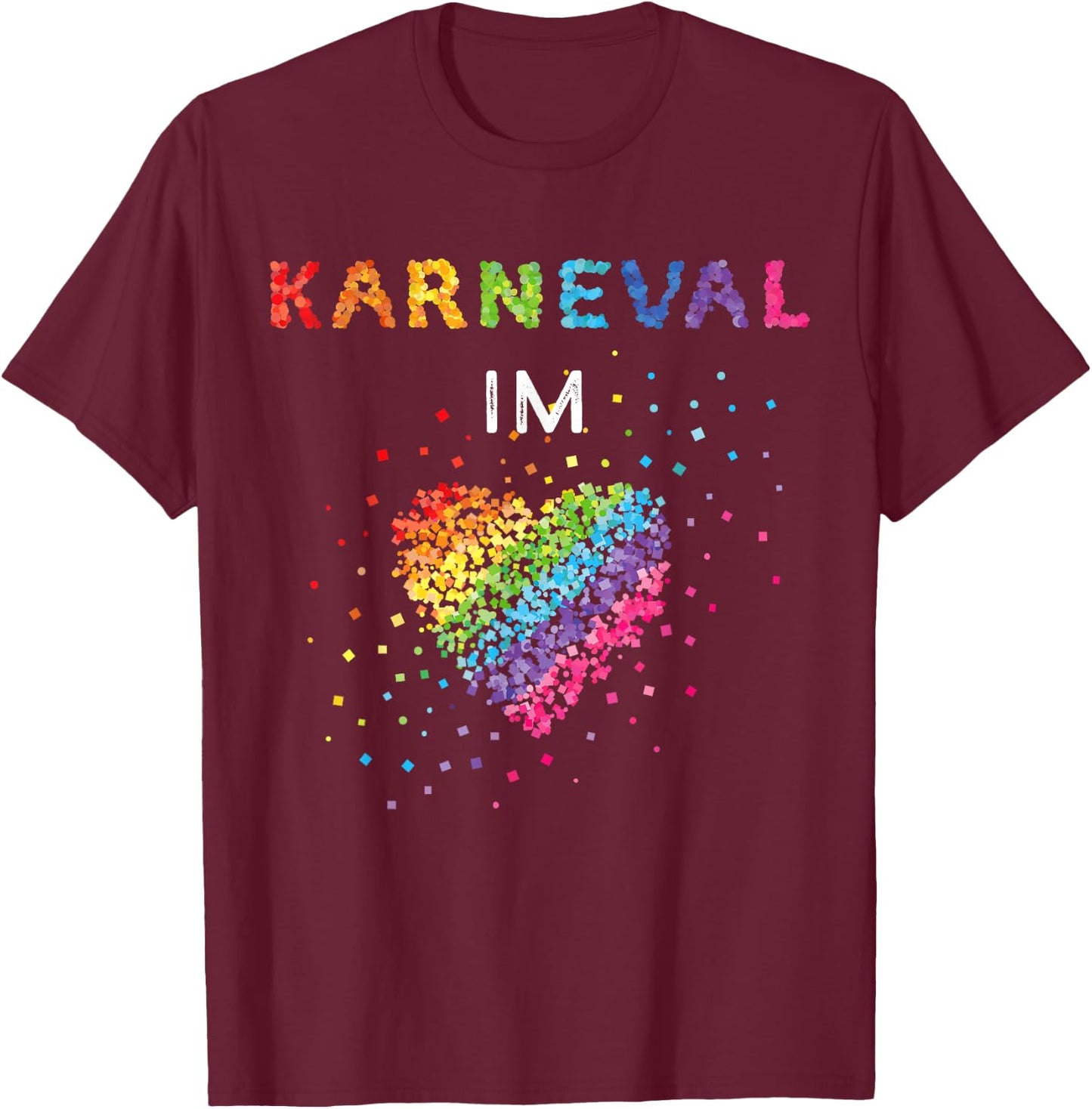 Carnival in the Heart Fancy Dress Confetti Rainbow LGBTQ Pride , black T-Shirt - T-Shirt | Maroon