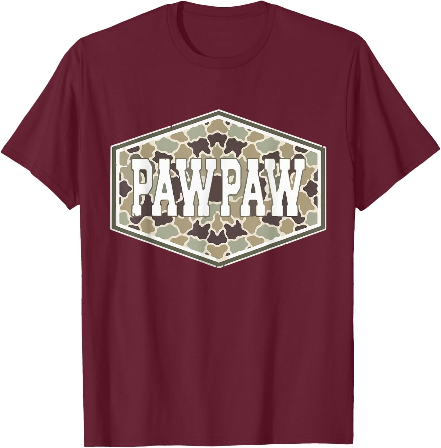 Vintage Camouflage Pawpaw Fatherhood Camo Family Fathers Day T-Shirt - T-Shirt | Maroon