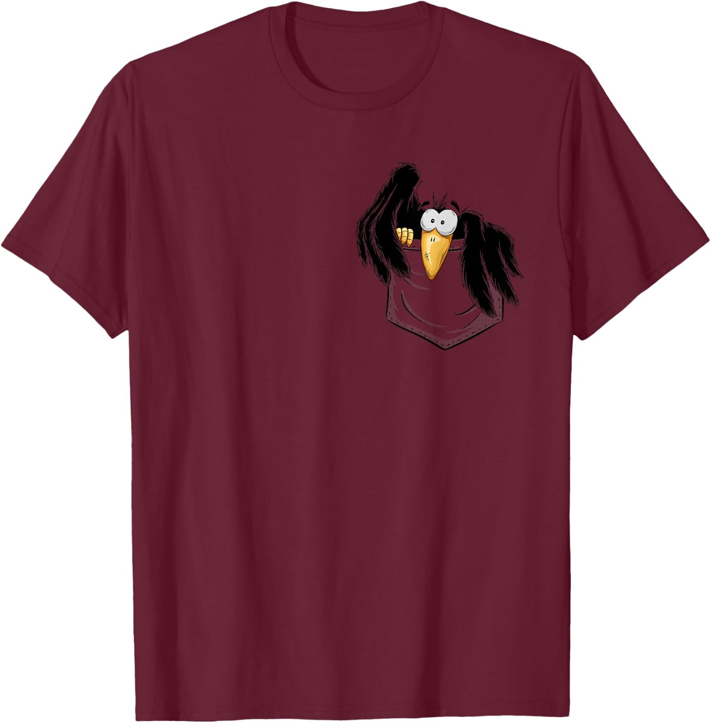 Funny Crow Little Black Raven In Pocket , gray T-Shirt - T-Shirt | Maroon