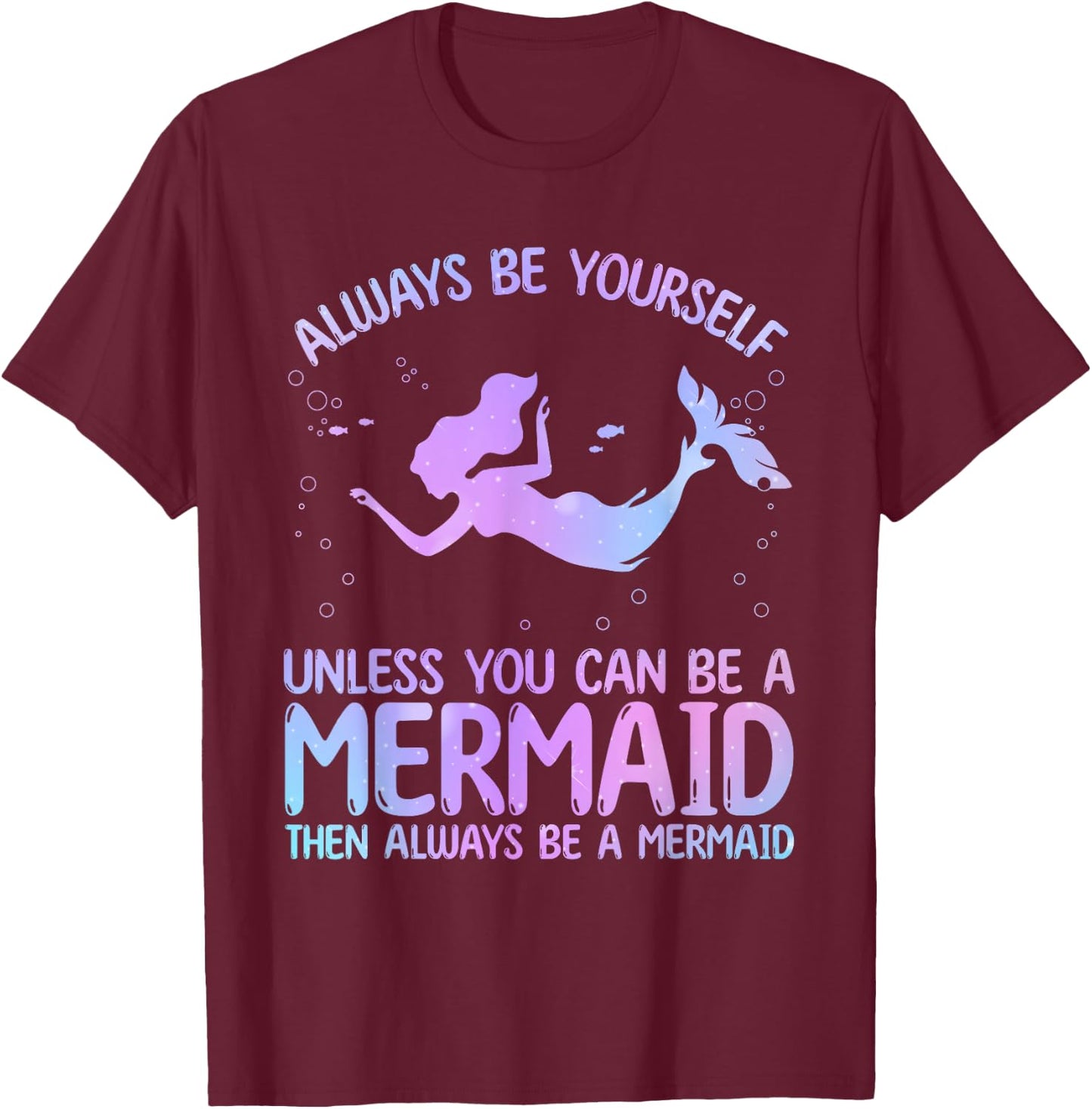 Cute Mermaid Art Girls Sea Creature Mermaid Lover T-Shirt - T-Shirt | Maroon