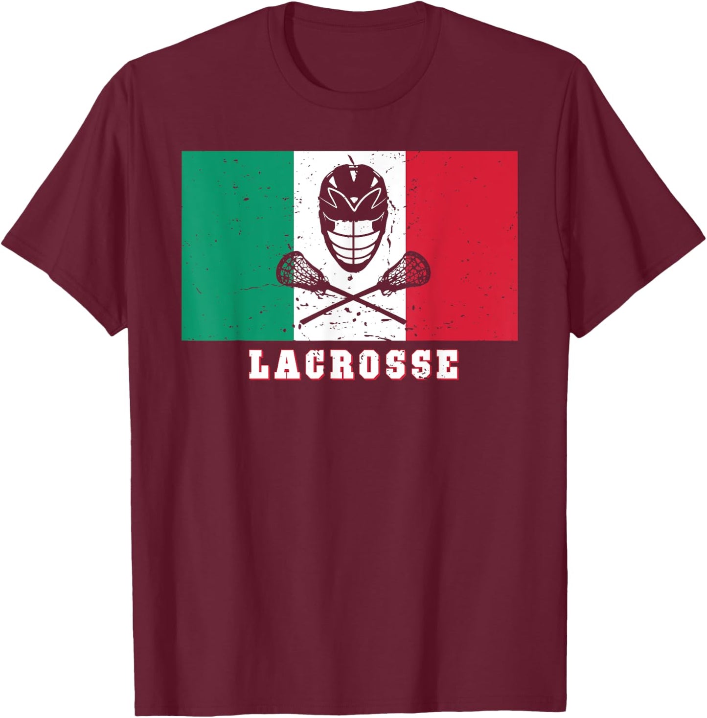 Italy Flag for Lax Athlete Fan - Italian Lacrosse T-Shirt - T-Shirt | Maroon