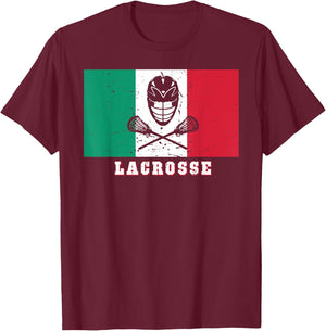 Italy Flag for Lax Athlete Fan - Italian Lacrosse T-Shirt - T-Shirt | Maroon