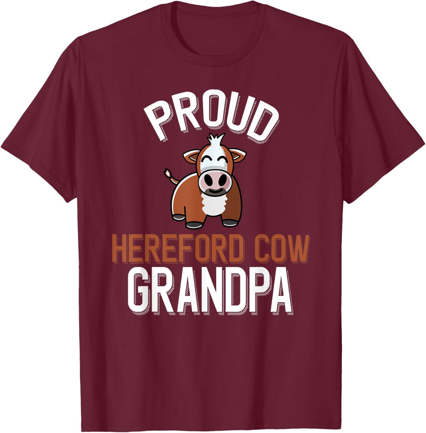 Proud Hereford Cow Grandpa T-Shirt - T-Shirt | Maroon