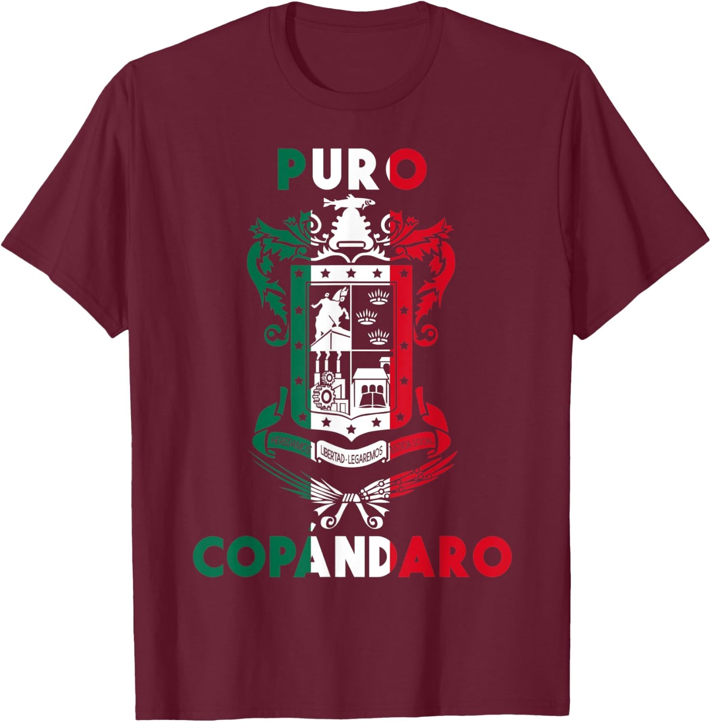 Copándaro Michoacan Mexico Escudo Y Lema Arte Emblem Merch T-Shirt - T-Shirt | Maroon