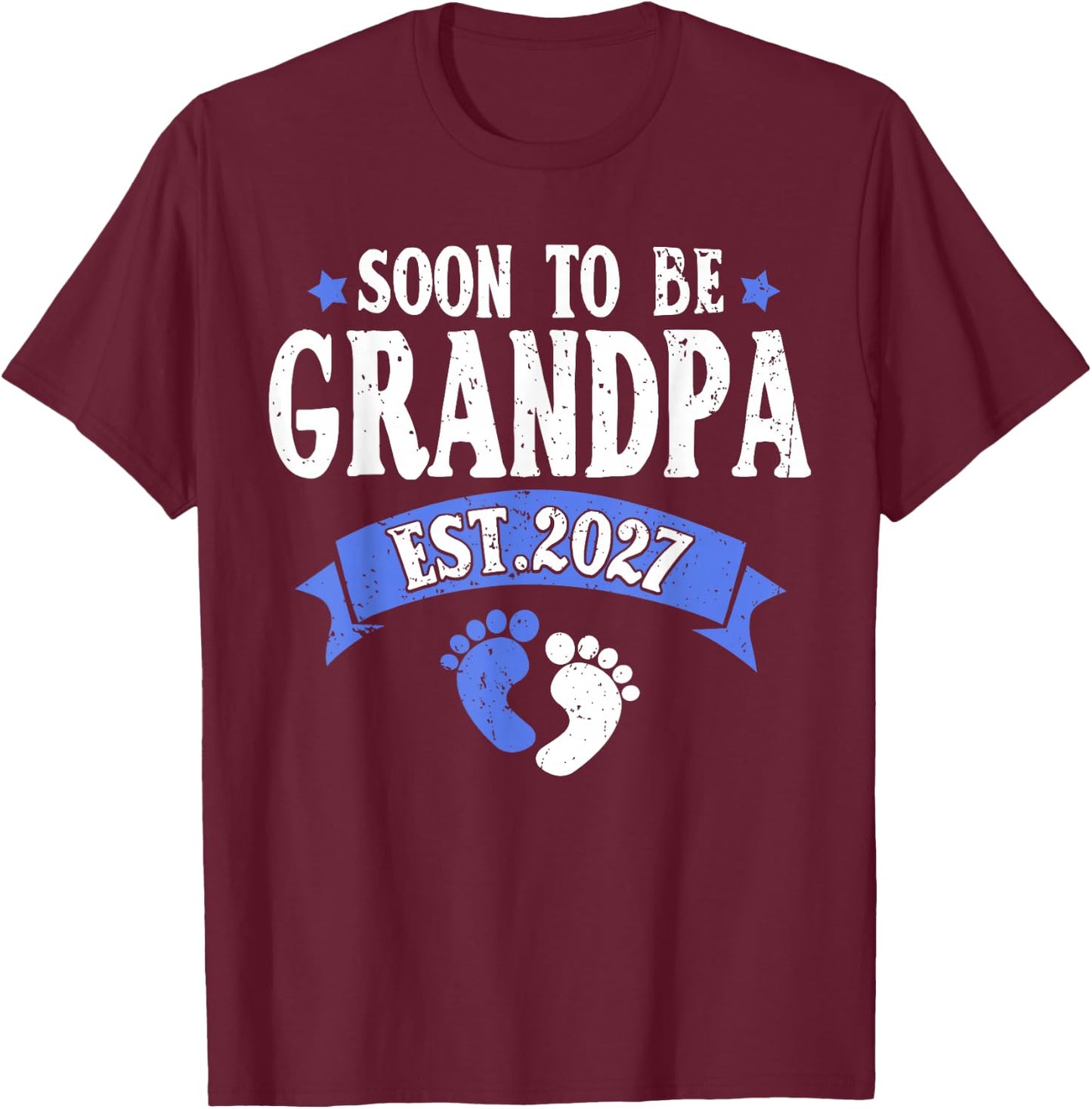 Soon to be Grandpa 2027 Pregnancy Announcement T-Shirt - T-Shirt | Maroon