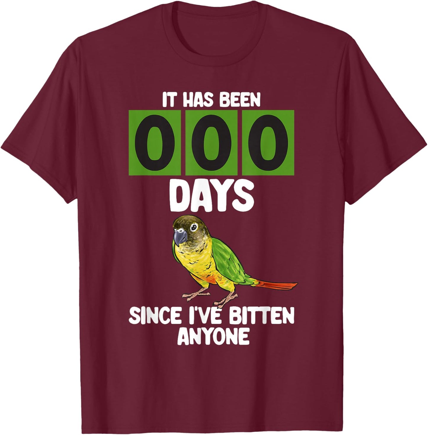 Green Cheek Conure Parrot Bird Conure T-Shirt - T-Shirt | Maroon