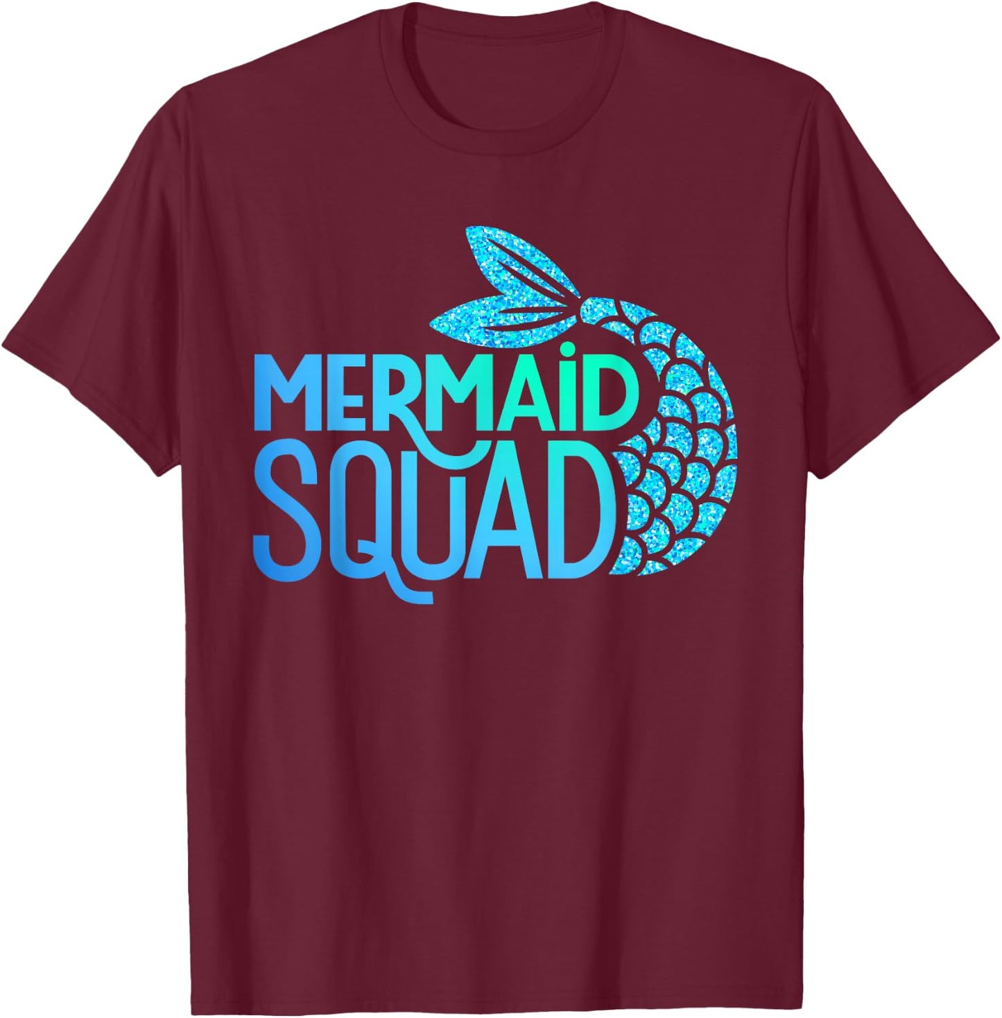 Mermaid Squad Birthday Matching T-Shirt - T-Shirt | Maroon