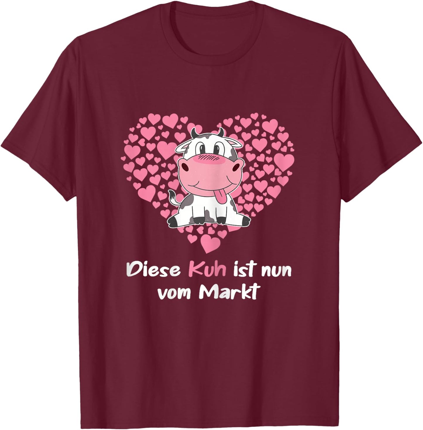 Damen Landwirtin Braut Outfit mit Kuh JGA T-Shirt - T-Shirt | Maroon