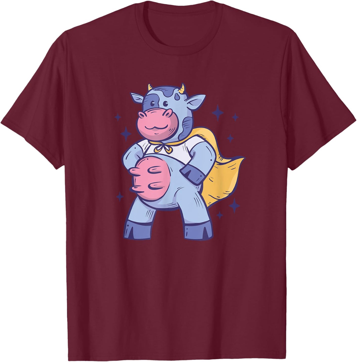 Cow In Superhero Costume Cattle, Cow Farmer T-Shirt - T-Shirt | Maroon