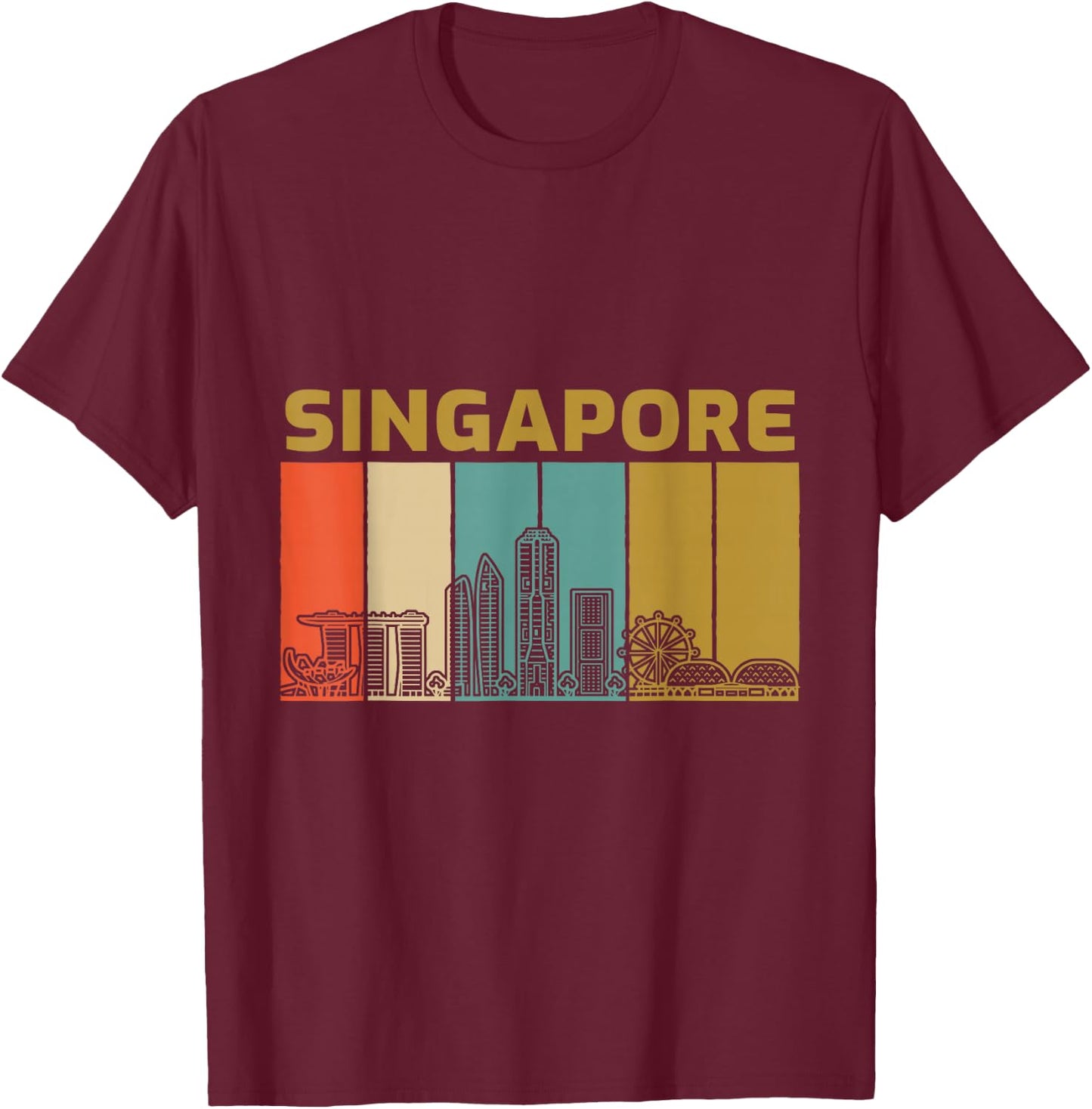 Amazing Singapore Skyline Love City T-Shirt - T-Shirt | Maroon