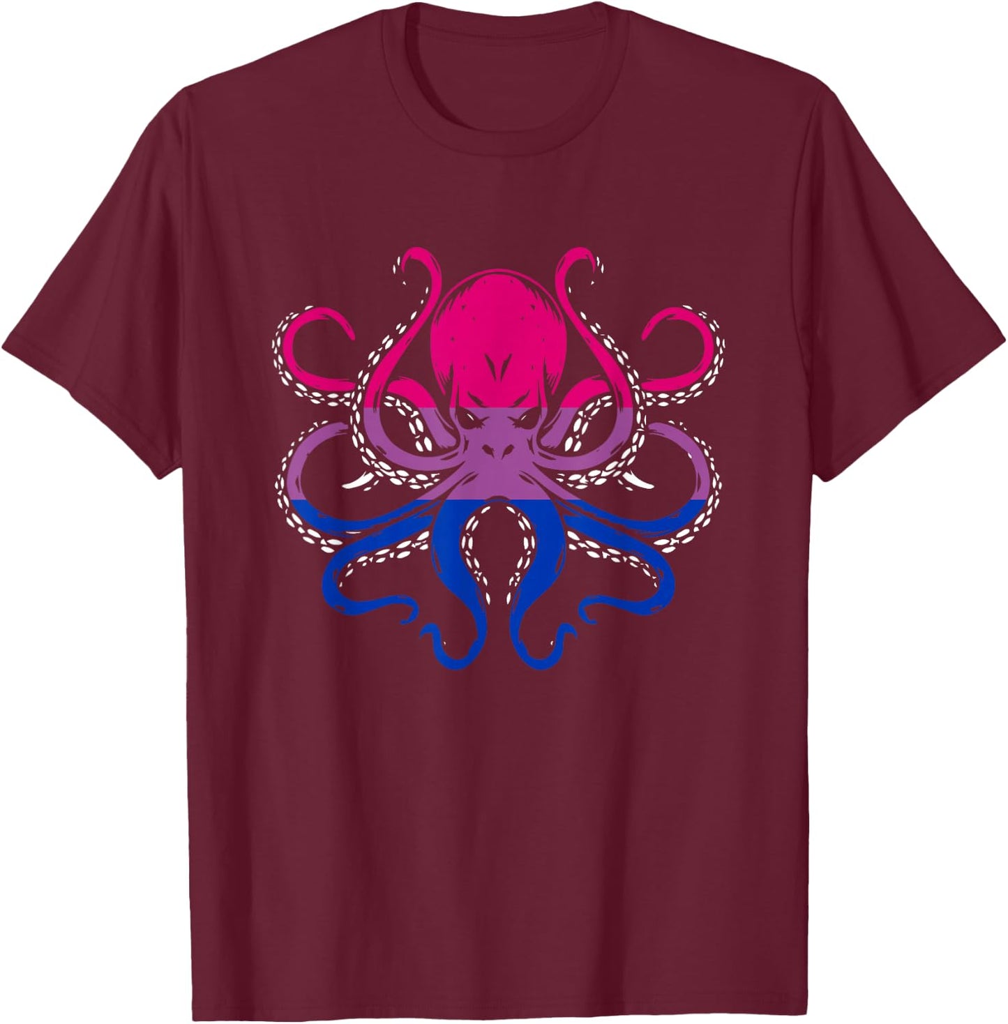 LGBT-Q Octopos Bisexual Pride LGBT-Q Ally Marine Animal T-Shirt - T-Shirt | Maroon