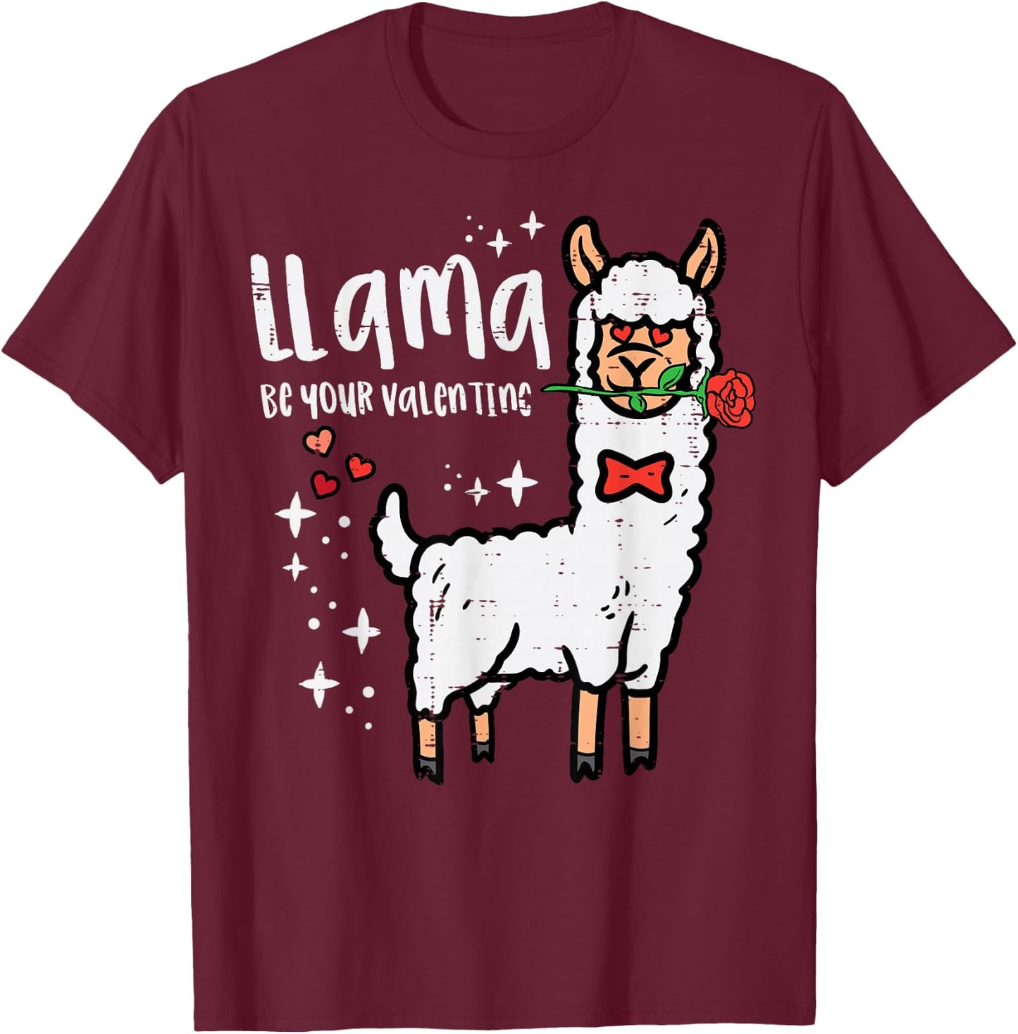 Llama Be Your Valentine Alpaca Men Boys Kids Youth Women T-Shirt - T-Shirt | Maroon