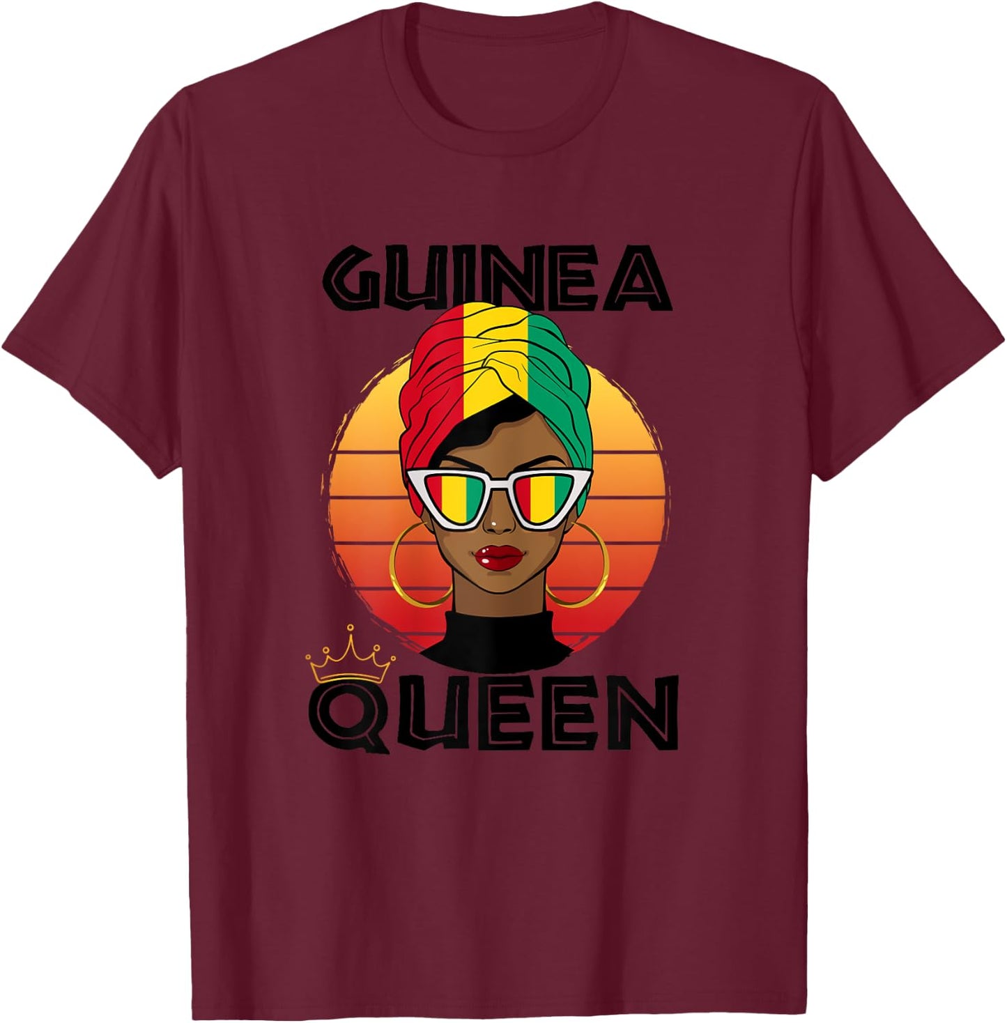 Guinean Queen African Queen Guinea Flag Guinean Women Girls T-Shirt - T-Shirt | Maroon