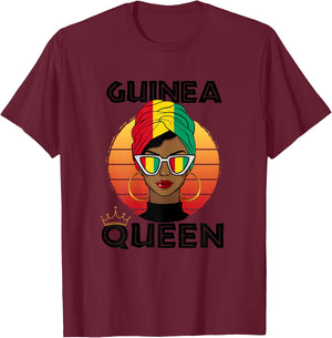 Guinean Queen African Queen Guinea Flag Guinean Women Girls T-Shirt - T-Shirt | Maroon