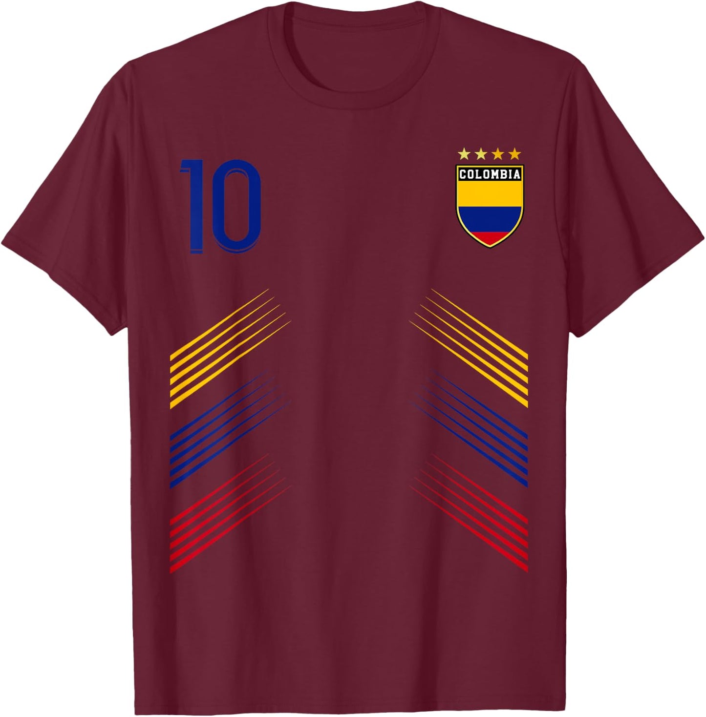Colombia Flag for Colombian Pride Lovers , Black, S T-Shirt - T-Shirt | Maroon