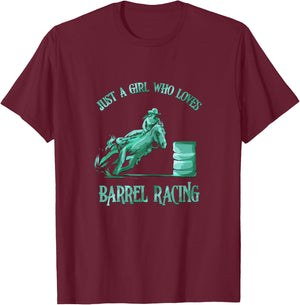 Barrel Racing Girl Love Horse Riding Rodeo Cowgirl Gift T-Shirt - T-Shirt | Maroon