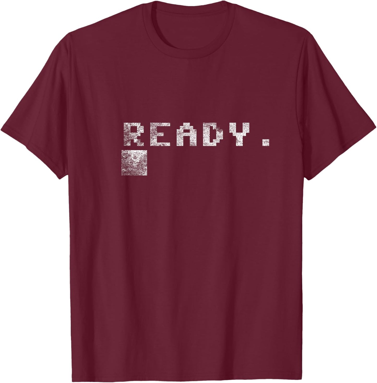 Commodore C64 - Ready - Grunge & Stonewashed Effect T-Shirt - T-Shirt | Maroon
