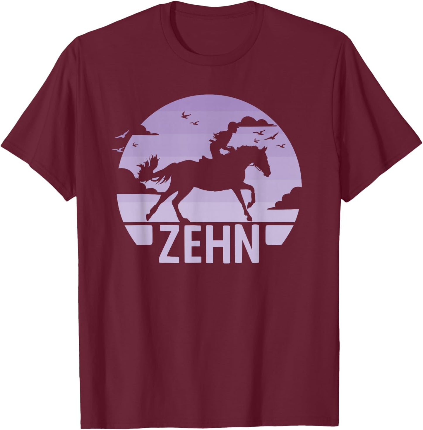 10. Geburtstag Reiterin 10 Jahre Mädchen Pferde Geburtstags T-Shirt - T-Shirt | Maroon