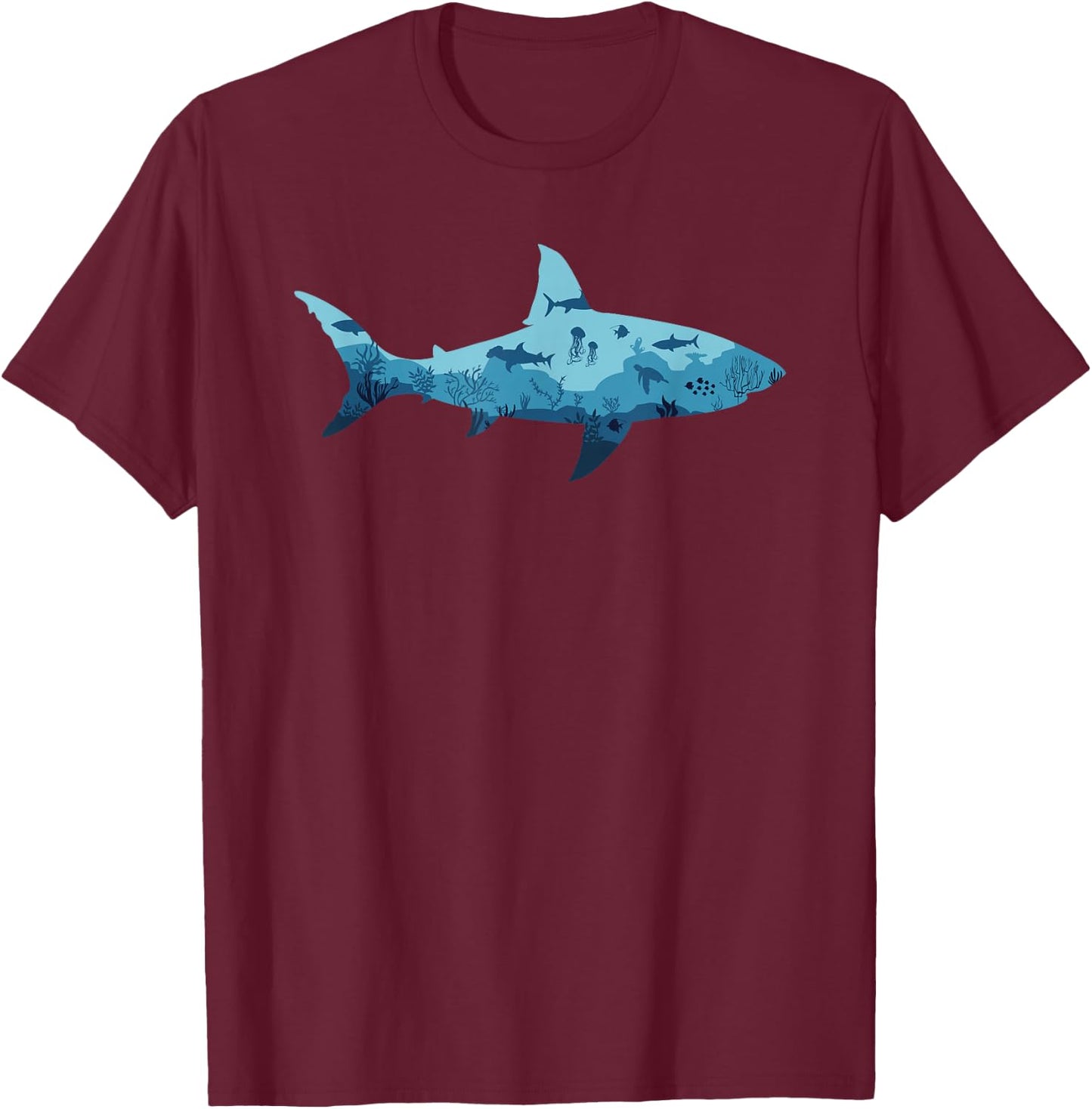 Shark Underwater Life Ocean Underwater World T-Shirt - T-Shirt | Maroon