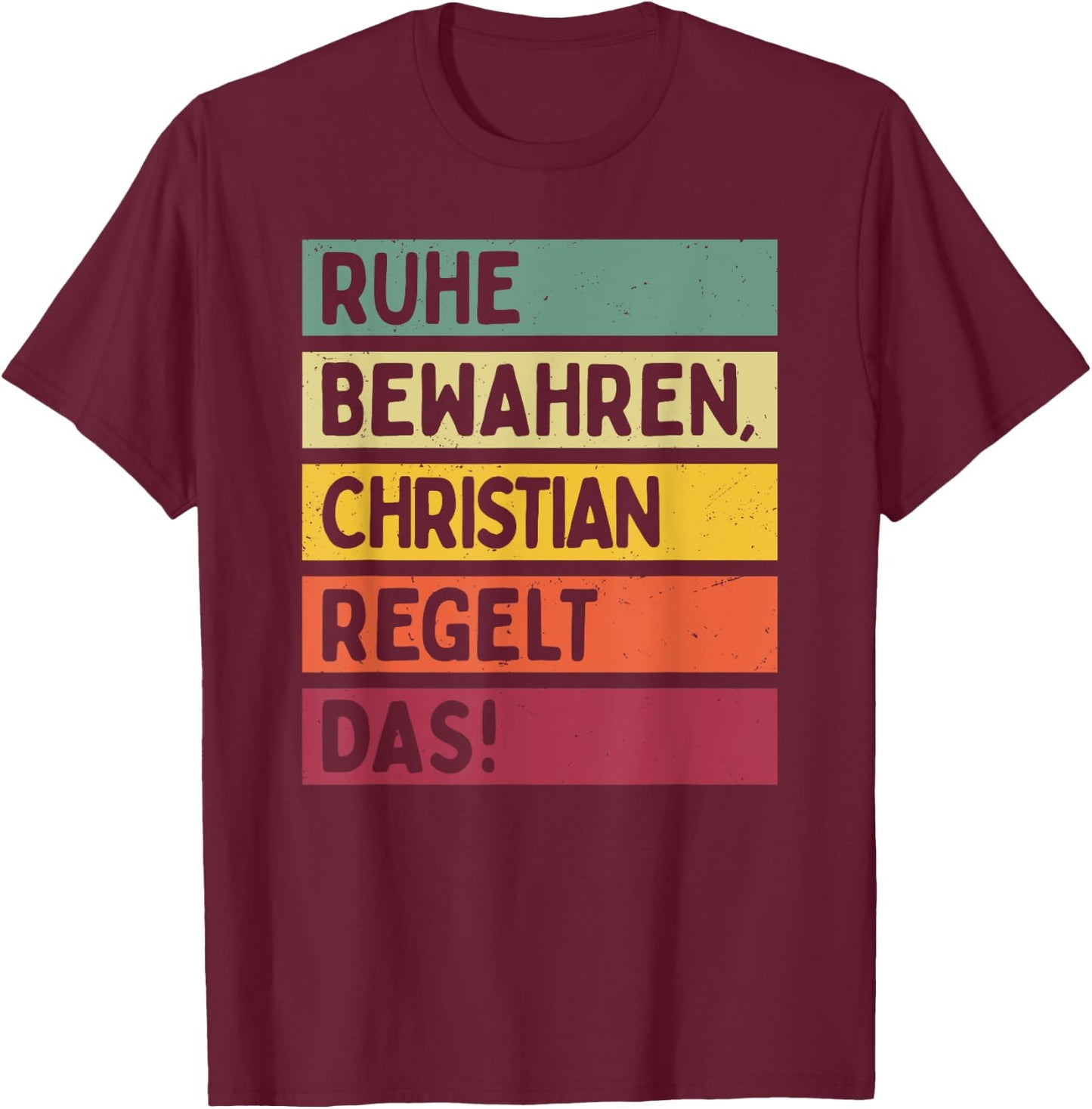 with German Text in Retro Colours [German Language], black T-Shirt - T-Shirt | Maroon