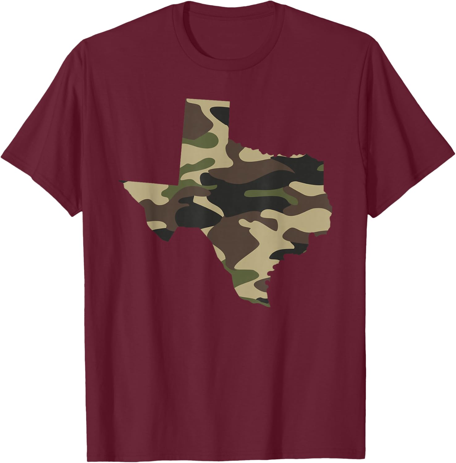 Texas Military Camo State Outline T-Shirt - T-Shirt | Maroon