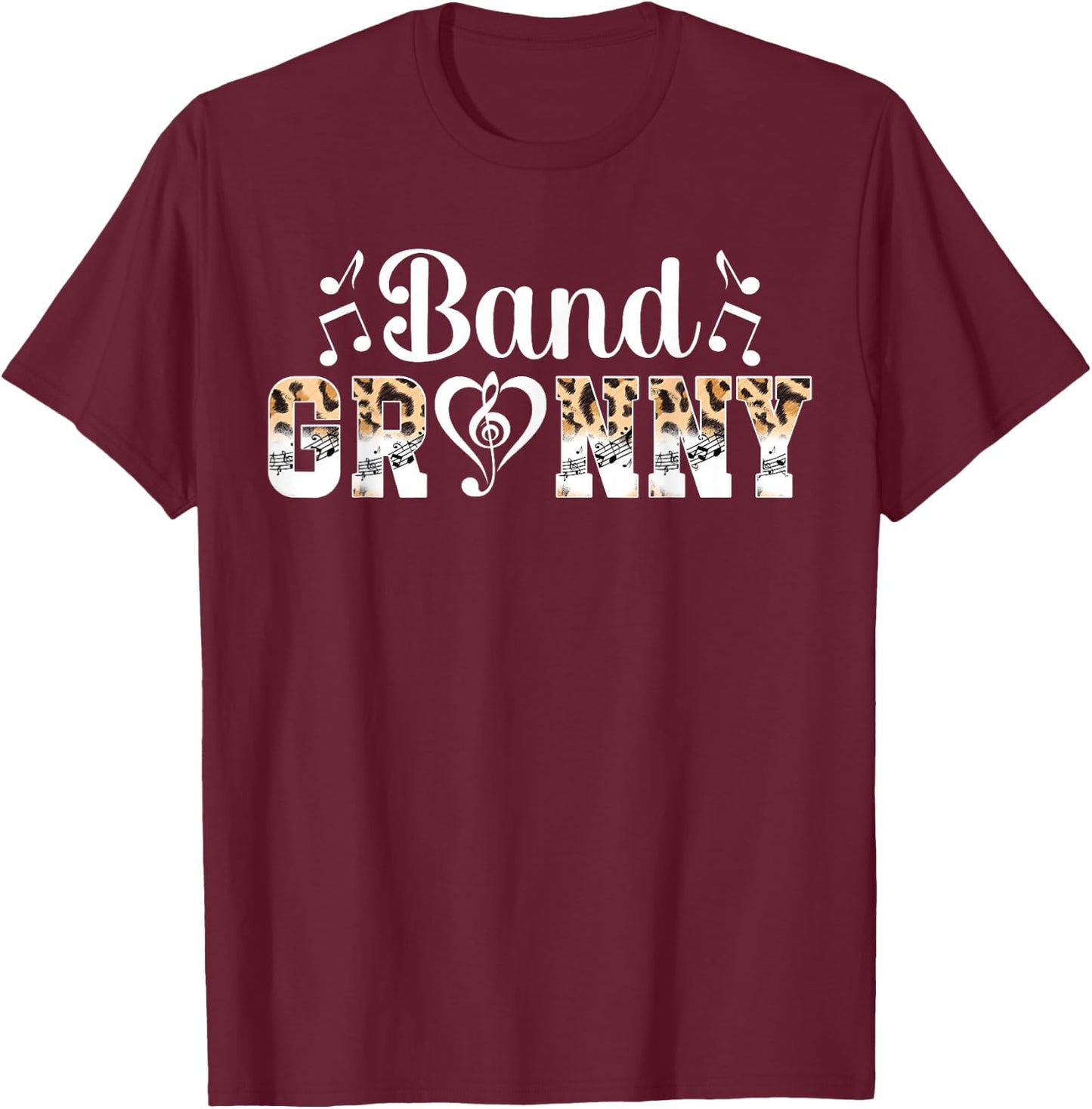 Band Granny Leopard Marching Band Granny Grandma T-Shirt - T-Shirt | Maroon