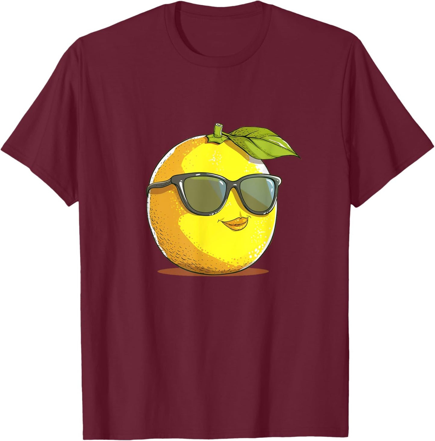 Funny Lemon Face with Sunglasses and Fun for Fruits Lovers T-Shirt - T-Shirt | Maroon