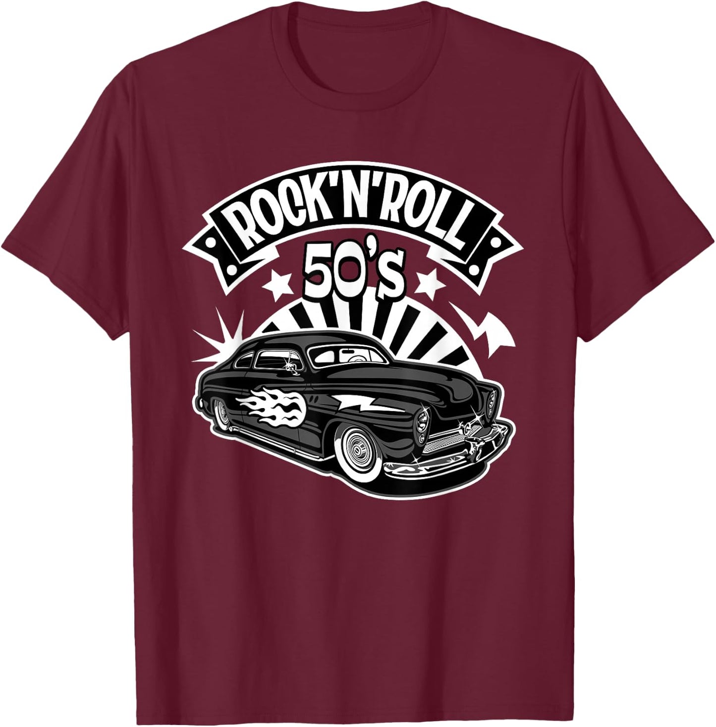 50s Rock and Roll Costumes 1950s Sock Hop Rockabilly Greaser T-Shirt - T-Shirt | Maroon
