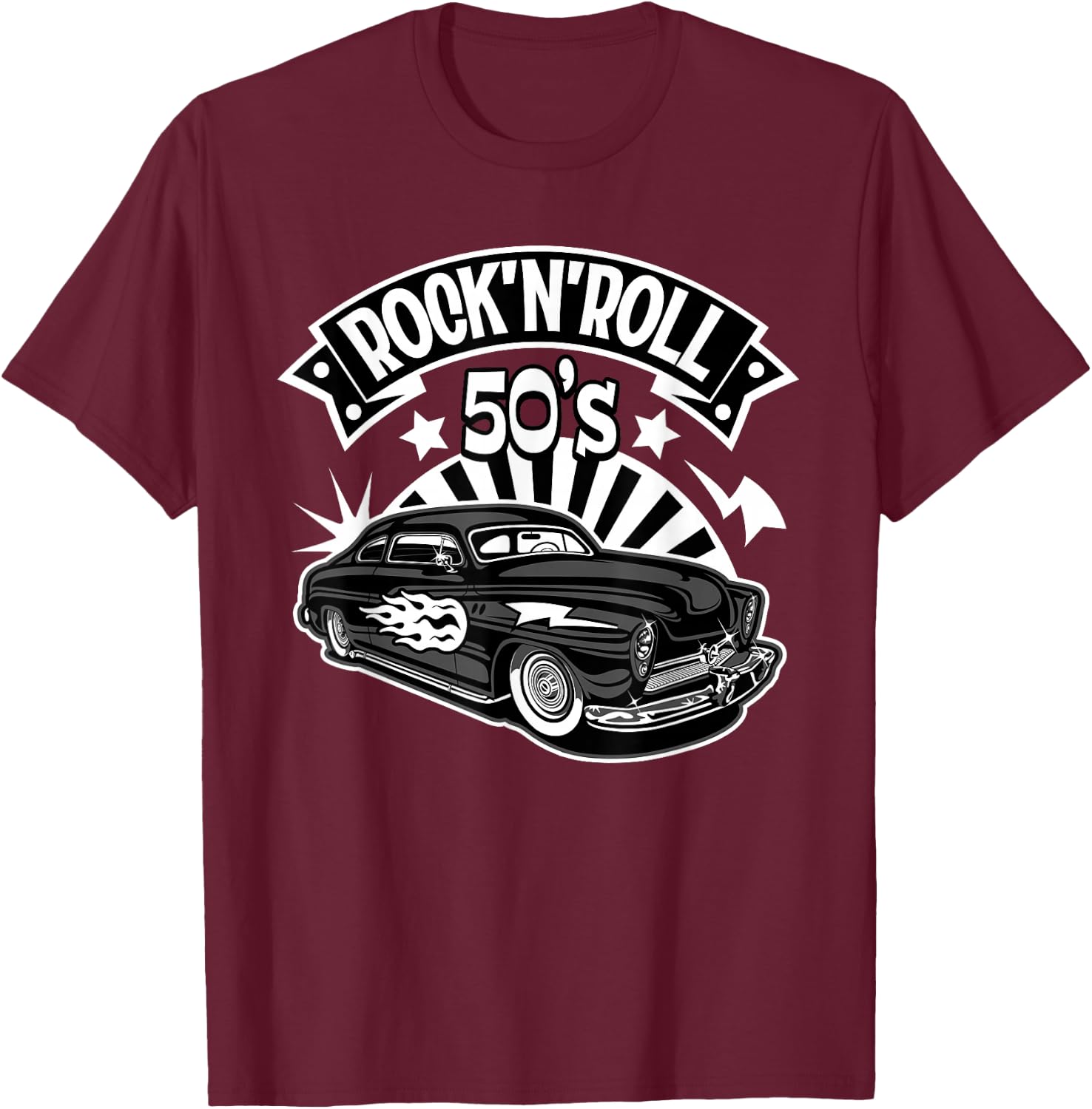 50s Rock and Roll Costumes 1950s Sock Hop Rockabilly Greaser T-Shirt - T-Shirt | Maroon